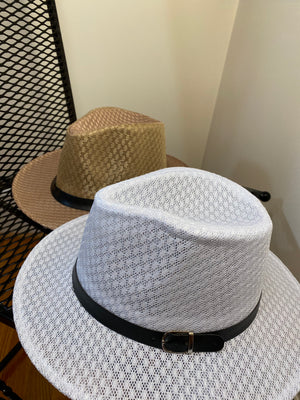 White Straw Fedora Hat